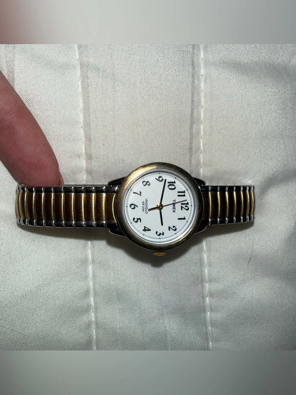 Timex Two-Tone Gold & Silver Expansion Band Watch with White Dial